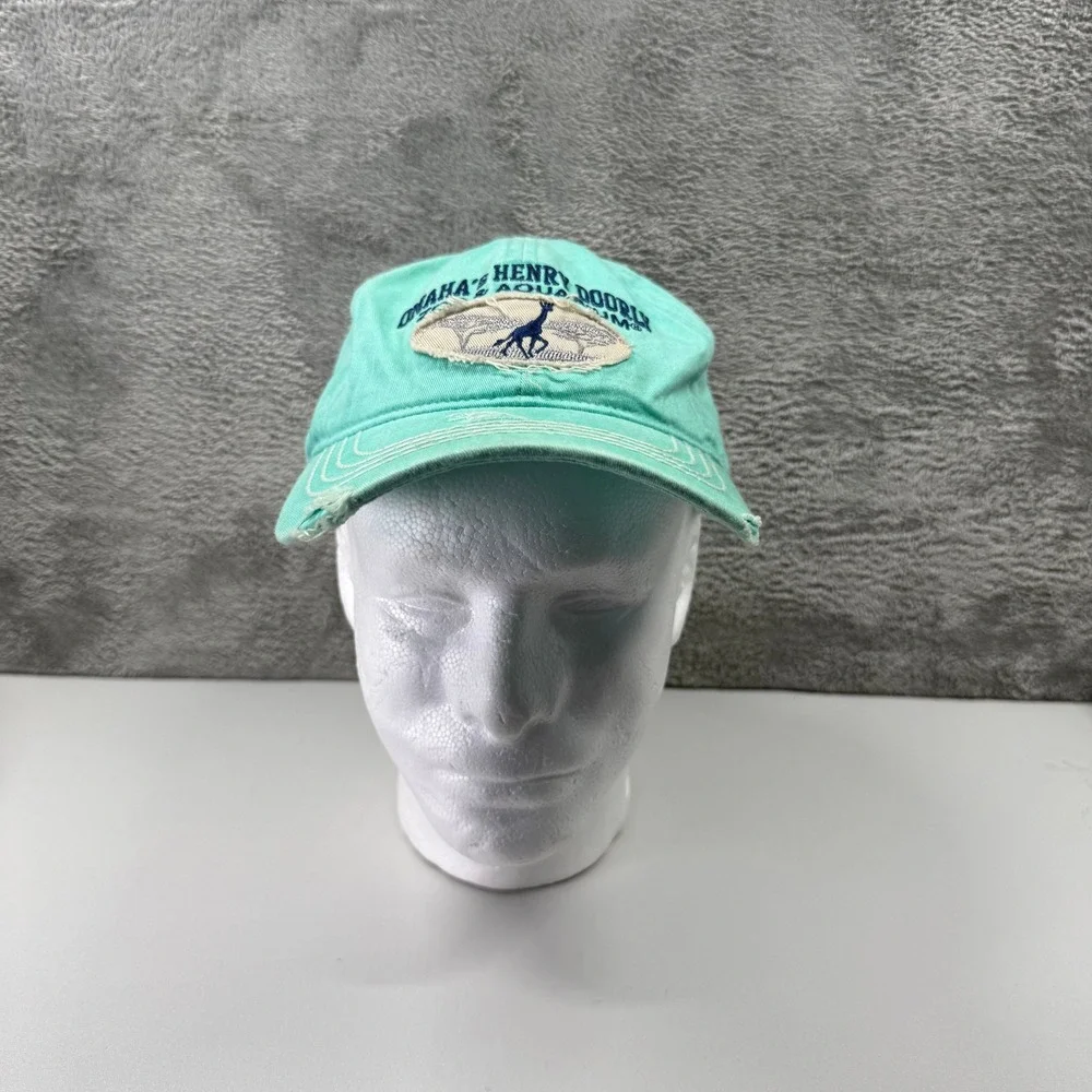 Omaha Henry Doorly Zoo Aquarium Hat Seafoam Green Distressed Giraffe Cap OSFM